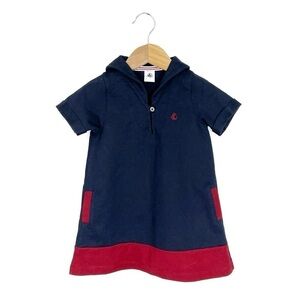Petit Bateau Sailor Dress 18 Months Navy Blue Red Nautical Girls Baby Infant 18m